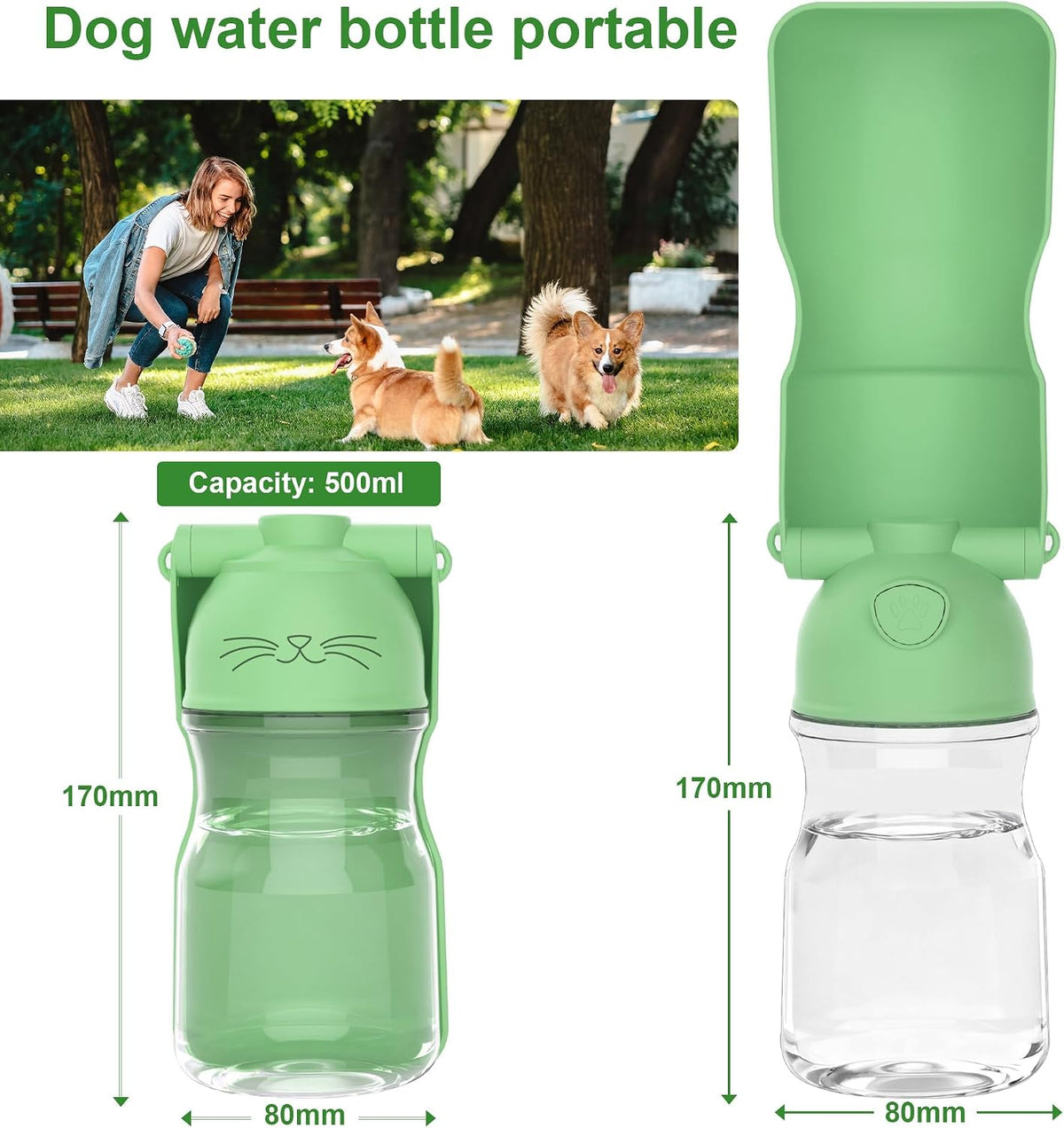 Paw & Miles Foldable Travel Water Bottle — 16.9 oz